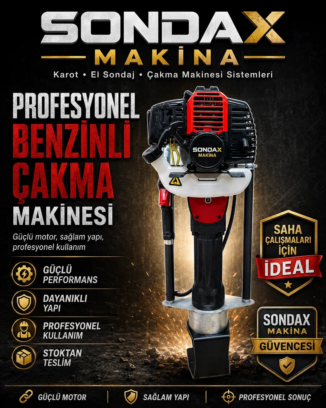 Çit Direği Kazık Çakma Makinesi Profesyonel 2. Aparat Hediye